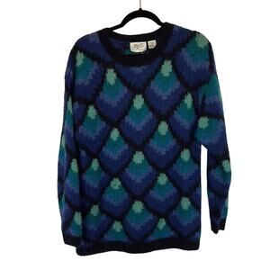 Vintage 1980s Nordstrom/Brass Plum Hand Knit Mohair Blend Sweater, M